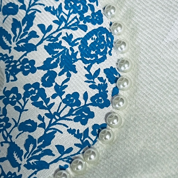 PEACH LOVE CALIFORNIA USA faux pearl accents washed out denim dress S M L - Picture 7 of 7